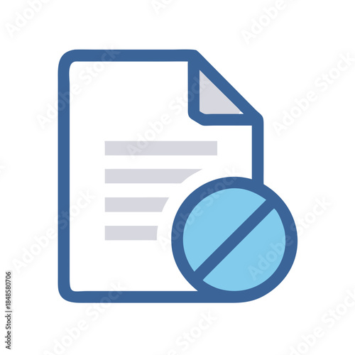 Restricted access document icon illustrating document denial and forbidden operation