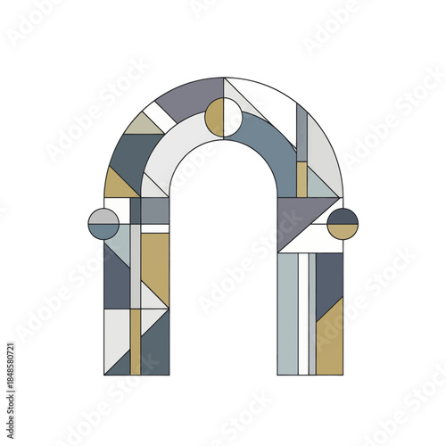 Geometric Mosaic Arch Abstract Architectural Structure.