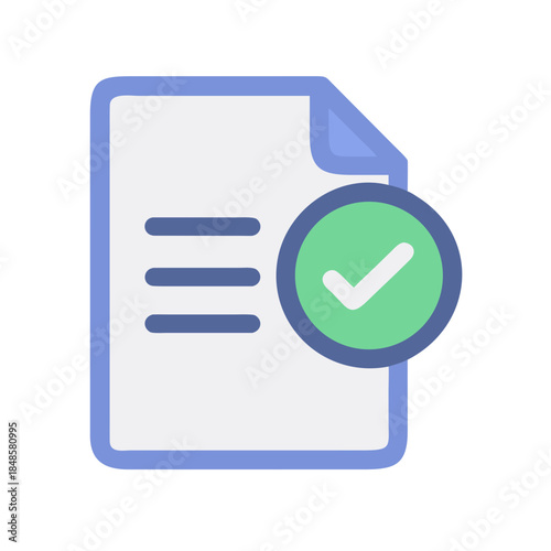 Icon of completed document with check mark symbolizing approval and confirmation