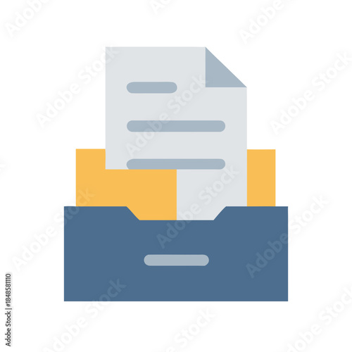 Document Filing System Graphic with Drawer, Files, and Folder for Organization