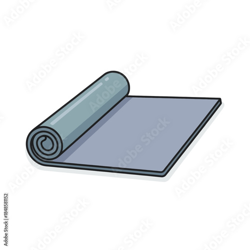 Rolled Out Yoga Mat Partially Unrolled.