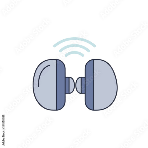 Wireless Bluetooth headphones and earbuds illustration.