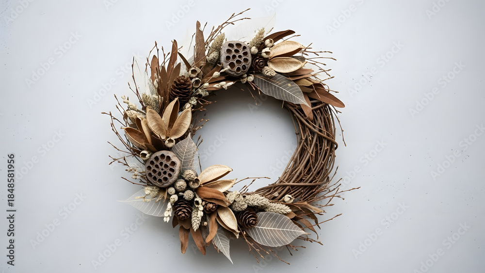 Fototapeta premium Rustic Dried Flower Wreath.
