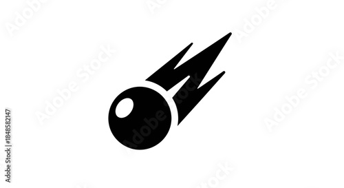 Tableau sur toile Black billiard ball with flames.