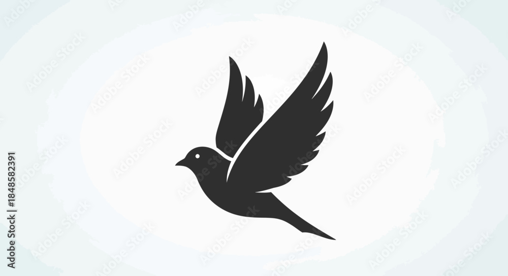 Obraz premium Black silhouette of a flying bird.