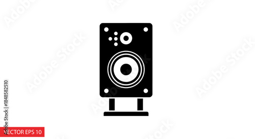 Black Speaker Icon With White Details.