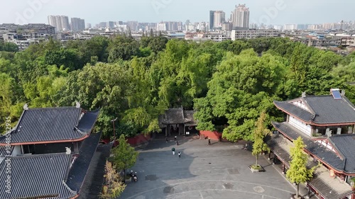 Three Temples Shrine Aerial View, Meishan Sichuan China