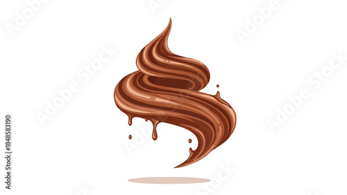 Deliciously smooth chocolate swirl illustration with enticing drips and rich texture creating a delightful visual treat for any sweet craving, a