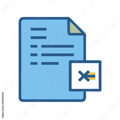 Icon illustration of a document file with an attached Excel file icon