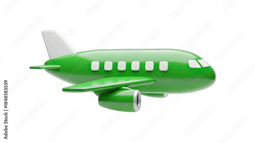 Obraz premium Green Airplane Isolated on White Background