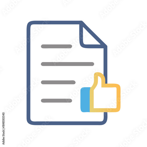 Document approval icon featuring a thumbs up symbol for positive feedback