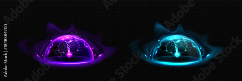 Realistic set of defense energy shields png