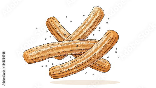 Delicious crispy churros dusted with white sugar, a delightful sweet treat perfect for any occasion, offering a moment of pure culinary enjoyment