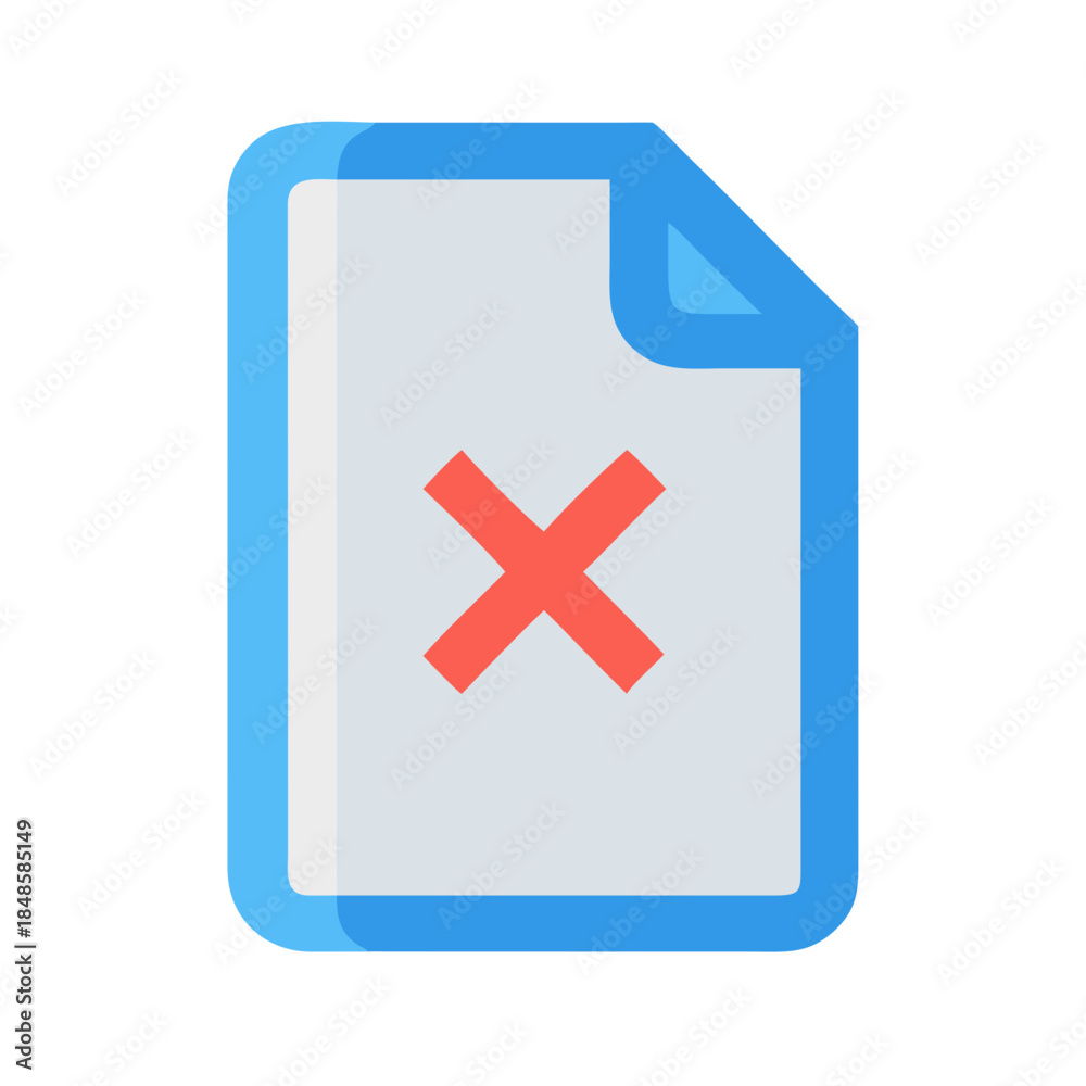 Obraz premium Document with Red X Icon: Error, Cancellation, or Rejection Depiction