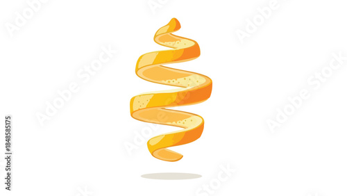 Vibrant citrus peel elegantly spiraling upwards on a crisp white backdrop