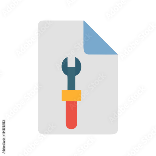 Document Icon with Wrench - Represents Configuration, Settings, and Technical Support