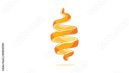 Vibrant orange peel curl showcasing fresh fruit zest, a bright and aromatic spiral element for culinary design and healthy lifestyle themes, rich in