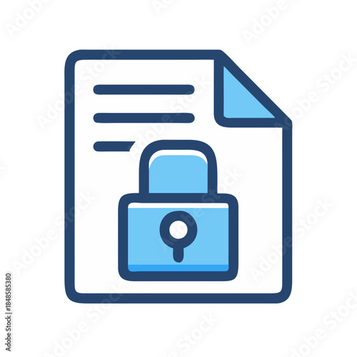 Data Security: Secure document with padlock icon in flat graphic style