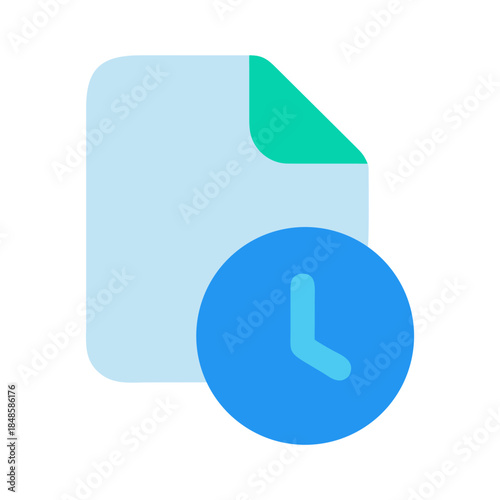 Document with time clock icon, symbol for deadlines and time management