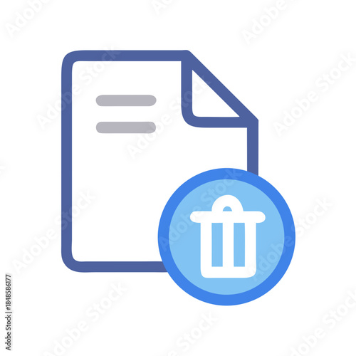File Deletion Icon with Blue Tones, Representing Data Management and Cleanup