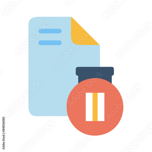 Paused Document Icon: A symbol representing interrupted workflow or temporary data suspension