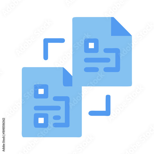 Two interconnected document icons representing data sharing and file synchronization visually