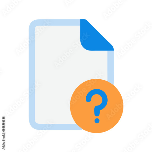 Document icon with question mark. Indicating information needed or unanswered questions