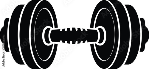 Isolated 3d render vector illustration of a heavy metal dumbbell for gym fitness training and bodybuilding strength workout on a white background