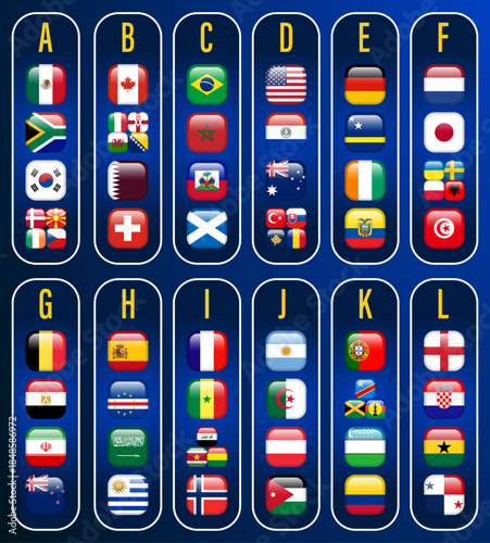 Minimalistic soccer tournament table template on a blue background