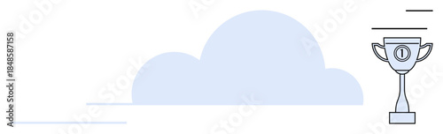 Trophy cup design. Trophy success and achievement, paired with a cloud symbol for innovation and technology. Trophy shows winning and excellence in digital spaces. Perfect for business, tech, goal
