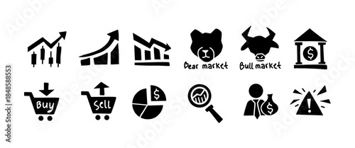 Stock Market and Trading Icon Set