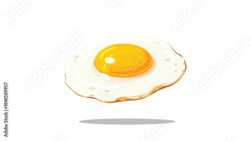 Vibrant yellow yolk centered on a perfectly cooked white sunny side up egg illustration ideal for various breakfast menus healthy food concepts and