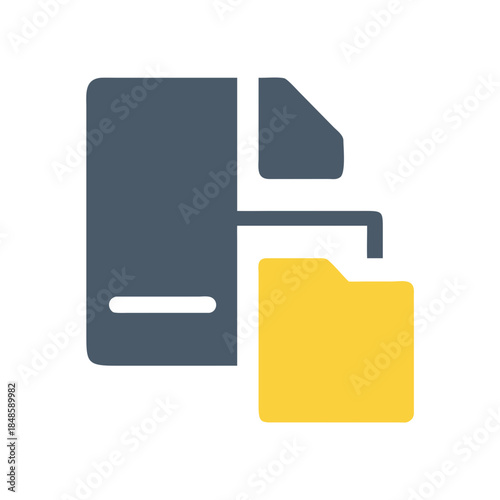 Data transfer concept image featuring a file icon and folder element