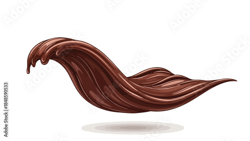Luscious brown fluid forming a vibrant wave isolated on clean white, capturing the essence of rich melted confection with dynamic flowing motion and