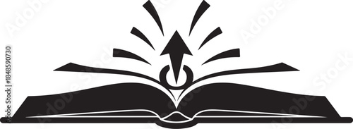 Black Open Book with Explosive Arrow Icon