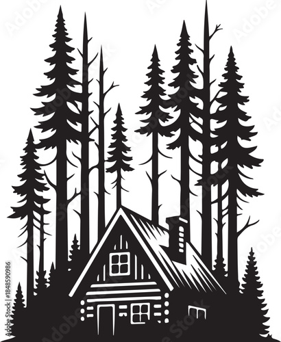 Cozy Log Cabin in Forest