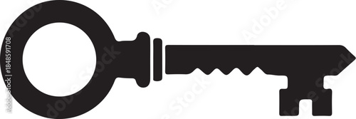 Black Key Icon on White Background