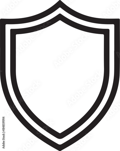 Black Shield Icon on White Background Graphic