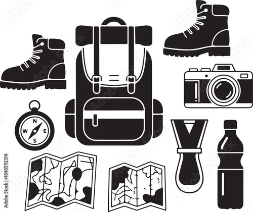Hiking and Travel Icon Set