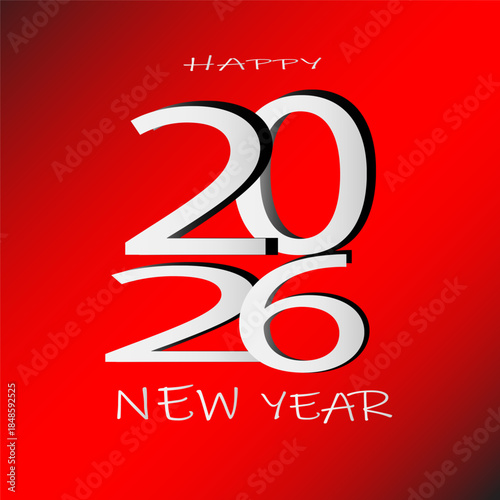 Happy New Year greeting card flat vector icon
