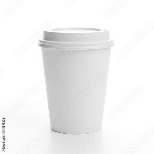 White paper coffee cup with lid isolated on white background