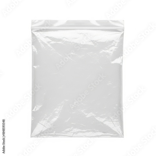 Empty transparent zip lock bag isolated on white background