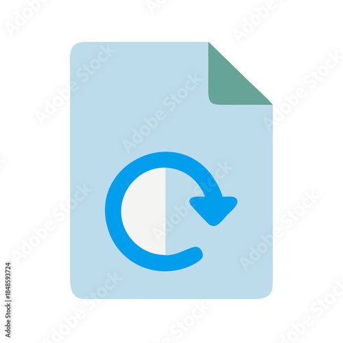 Simple document icon with refresh or reload symbol on a black background