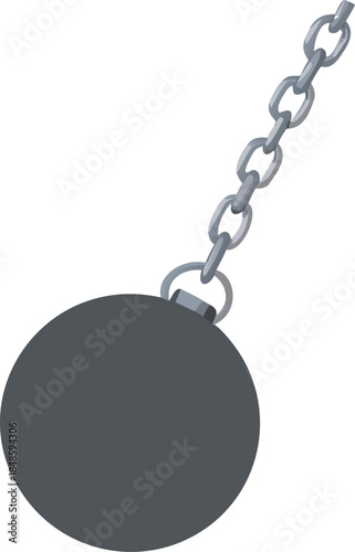 A simple cartoon illustration of a dark gray wrecking ball with a