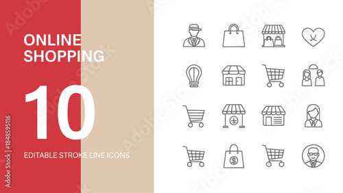 Online Shopping Icons Set Vector Illustration.