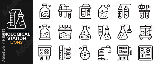 Lab biology and scientific research icons editable stroke