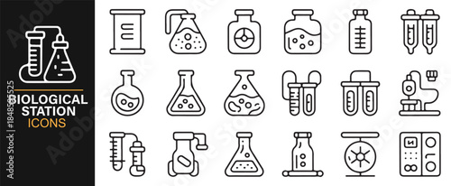 Genetic research and biotech culture outline icons set