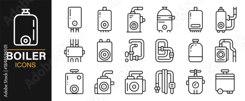 Industrial HVAC and boiler maintenance icon collection