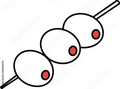 Green olives on skewer minimal flat vector illustration isolated on white background food icon graphic design element