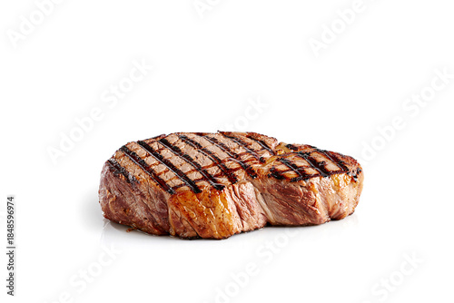 freshly grilled steak isolated on white background